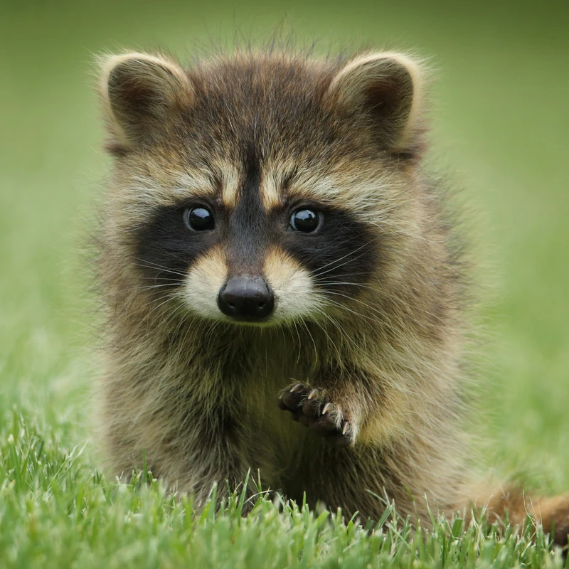 Baby Raccoon Walking on Green Grass Jigsaw Puzzle