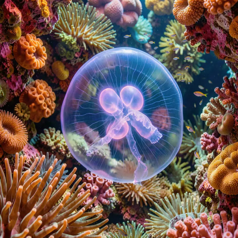Translucent Jellyfish Among Colorful Coral Reef Jigsaw Puzzle