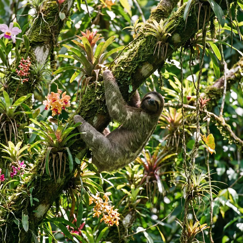 Three-Toed Sloth in Rainforest Canopy Jigsaw Puzzle