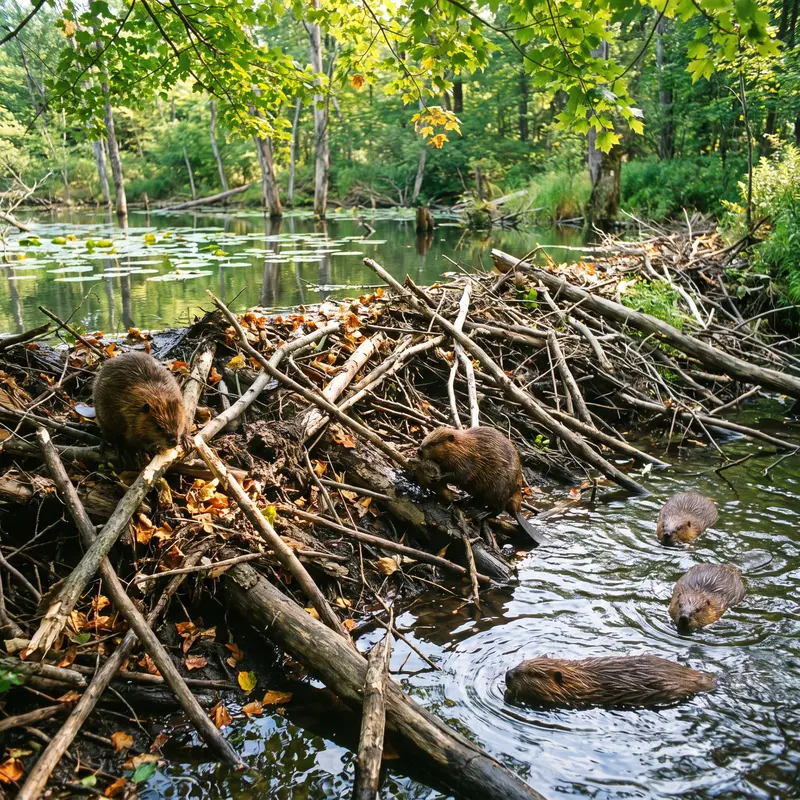 Beaver Colony Building a Dam Jigsaw Puzzle