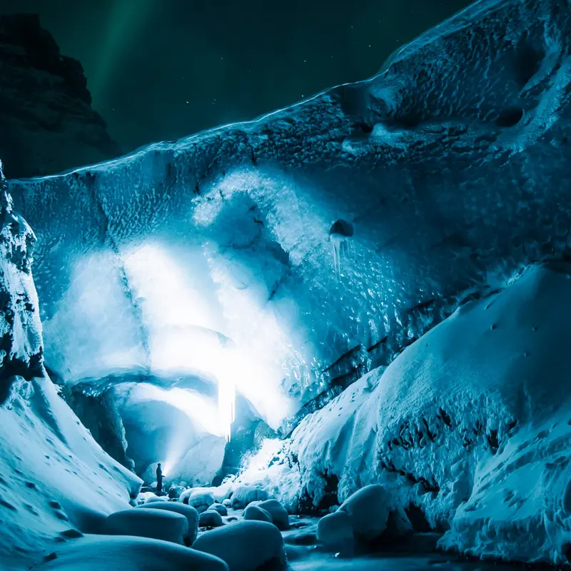 Glowing Blue Ice Cave Jigsaw Puzzle