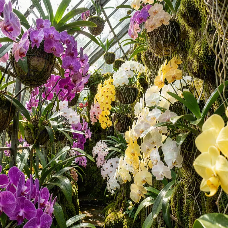 Colorful Orchids in a Glass Conservatory Jigsaw Puzzle