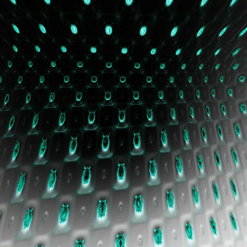 Glowing Teal Grid Pattern Jigsaw Puzzle