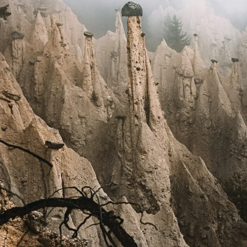 Misty Earth Pyramids in Mountains Jigsaw Puzzle