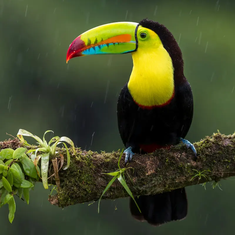 Keel-Billed Toucan Perched in Tropical Rain Jigsaw Puzzle