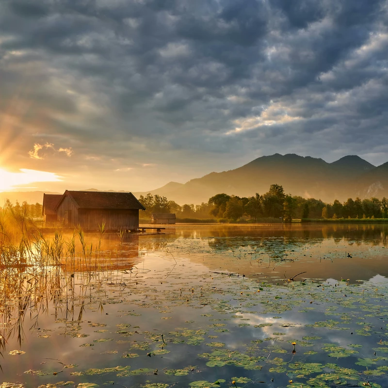 Bavarian Lake Kochelsee at Sunrise Jigsaw Puzzle