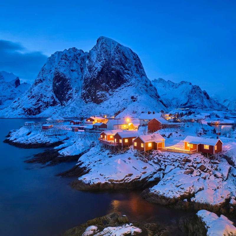 Hamnøy Fishing Village in Winter Twilight Jigsaw Puzzle