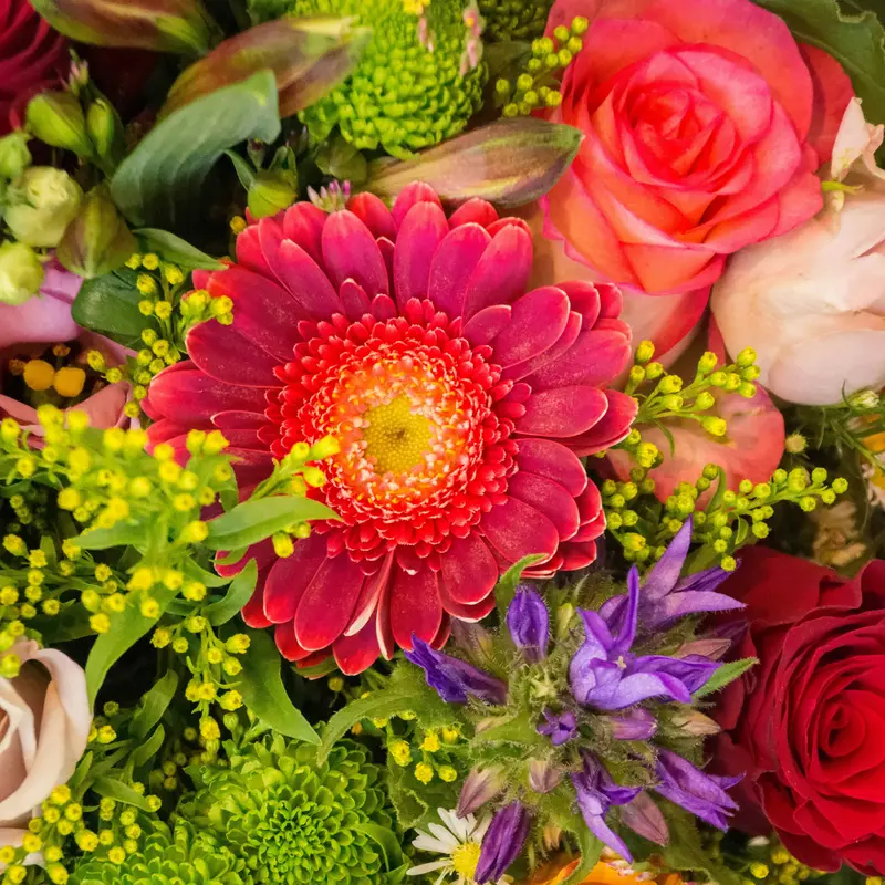Vibrant Mixed Flower Bouquet With Gerbera Daisy Jigsaw Puzzle