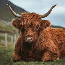 Highland Cattle Resting on Green Hillside — Animals jigsaw puzzle