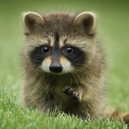 Baby Raccoon Walking on Green Grass — Animals jigsaw puzzle