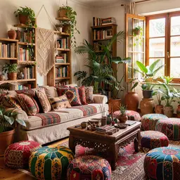 Cozy Bohemian Living Room with Poufs — Cozy jigsaw puzzle