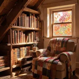 Cozy Autumn Reading Nook With Quilt — Cozy jigsaw puzzle