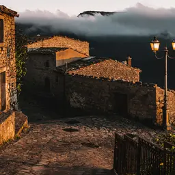 Ancient Italian Stone Village at Golden Hour — Nature jigsaw puzzle