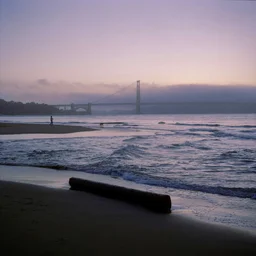 Misty Beach at Dusk with Bridge — Travel jigsaw puzzle