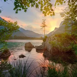 Hintersee Lake at Sunset, Bavarian Alps — Nature jigsaw puzzle