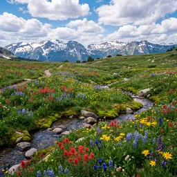 Alpine Wildflowers Beneath Snowy Peaks — Nature jigsaw puzzle