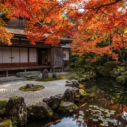 Kyoto Temple Rock Garden in Autumn — Travel jigsaw puzzle